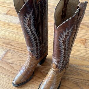 FINAL SALE - Larry Mahan Eel Skin and Leather Cowboy Boots